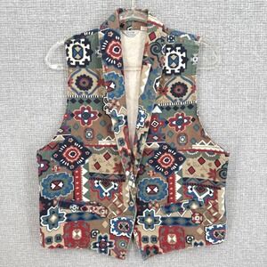 Vintage Gotcha Covered Southwestern Geometric‎ Print Vest Made in USA Large